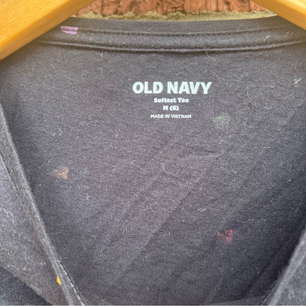 Old Navy Navy Blue and Multicolored Heart Patterned Long Sleeve Top - Picture 3 of 3